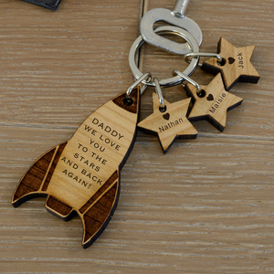 Personalised Stars and Back Rocket Key Ring