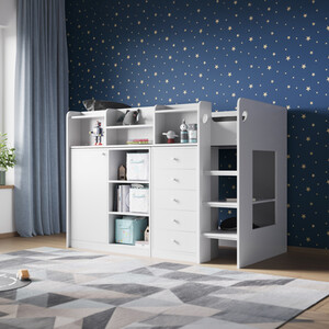 Wizard High Sleeper Storage Station White