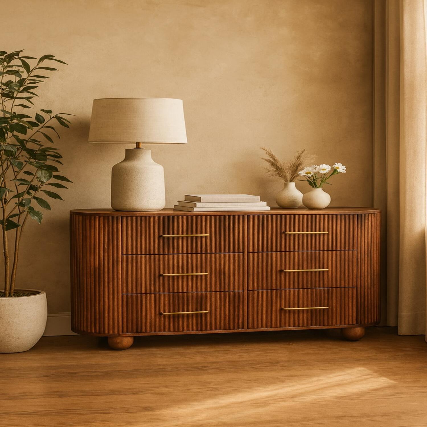 Solid Wood Ridgefront Chest ¿ Roasted Almond - Brown