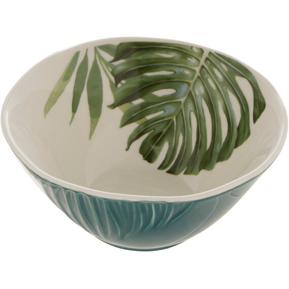 Bali Dark Green Small Salad Bowl with Leaf Design