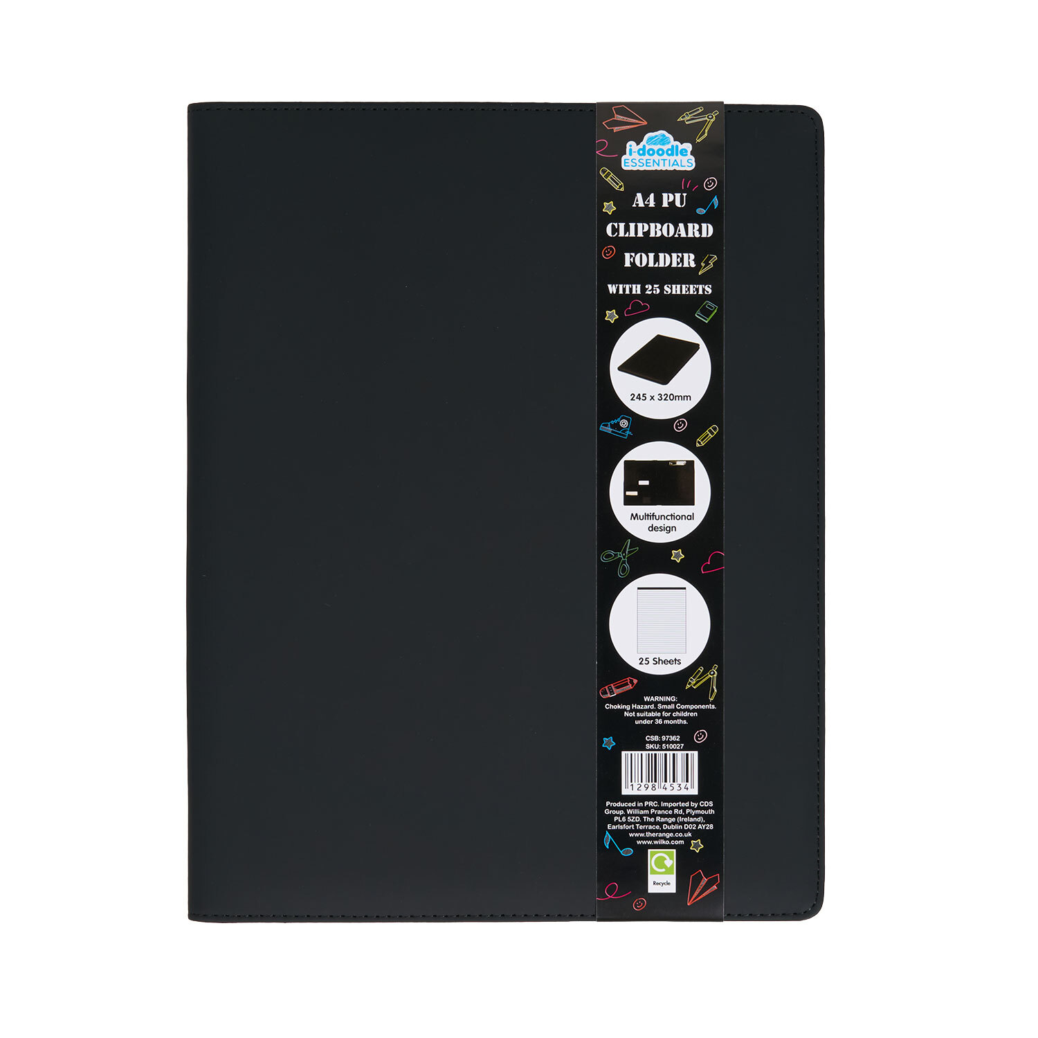 A4 PU Clipboard Folder - Black