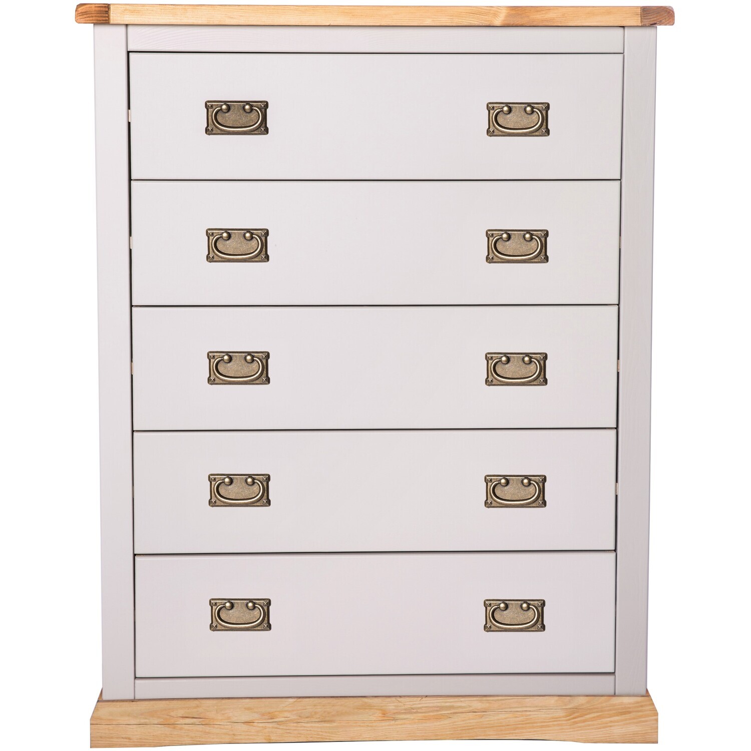 Cabinet Bits Bomporto 5 Drawer Chest - Grey / Brass