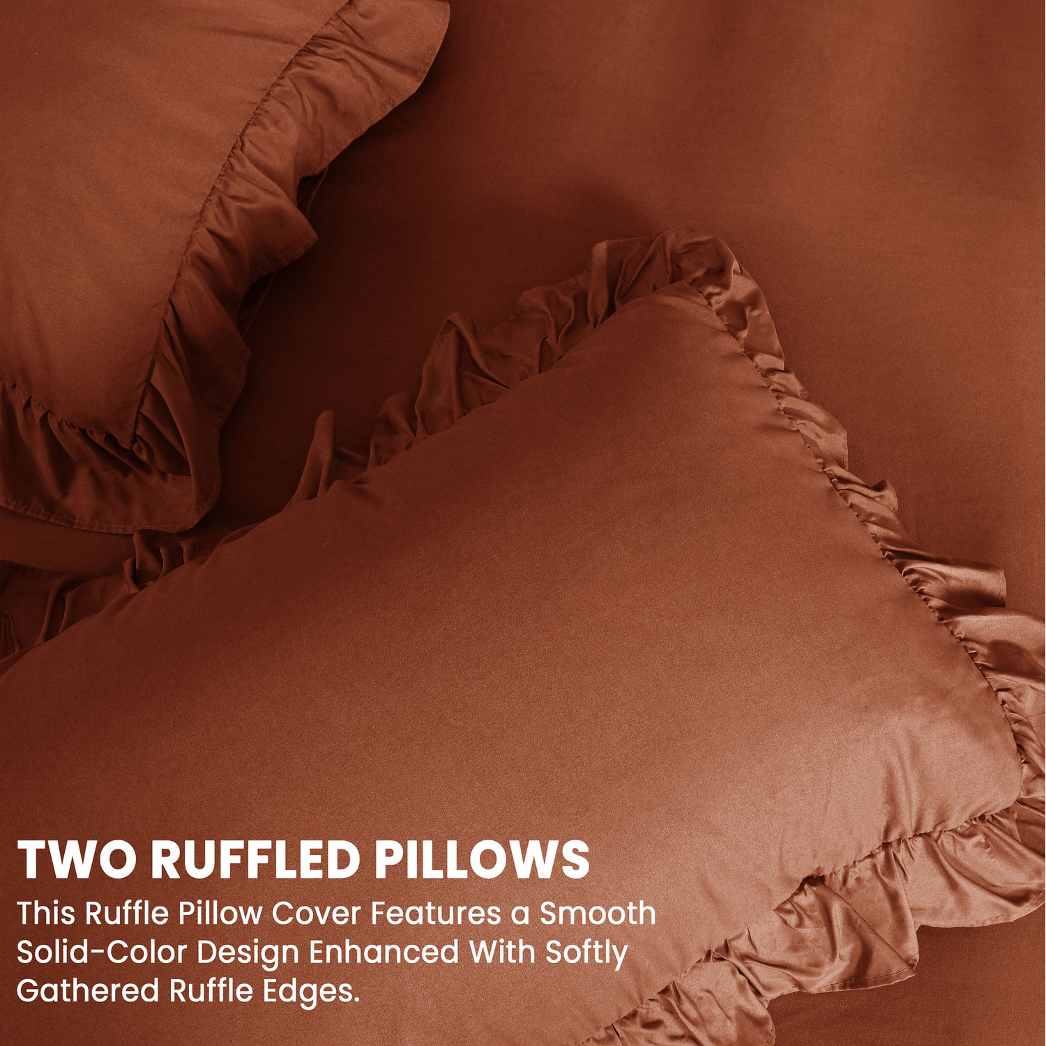 New Ruffled Borders Duvet Cover Set - Rust Double
