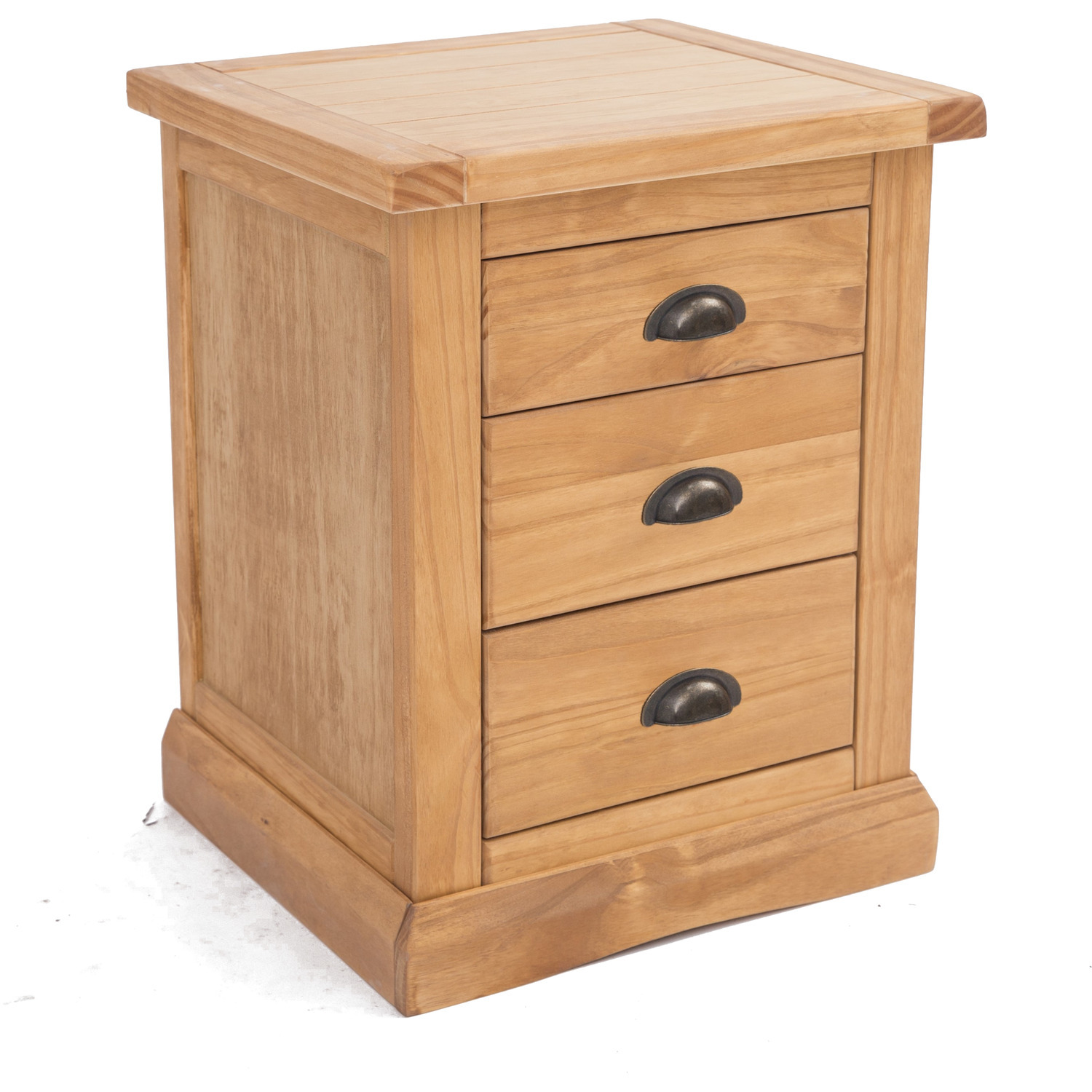 Cabinet Bits Lucca 3 Drawer Bedside Cabinet - Brown / Brass Cup