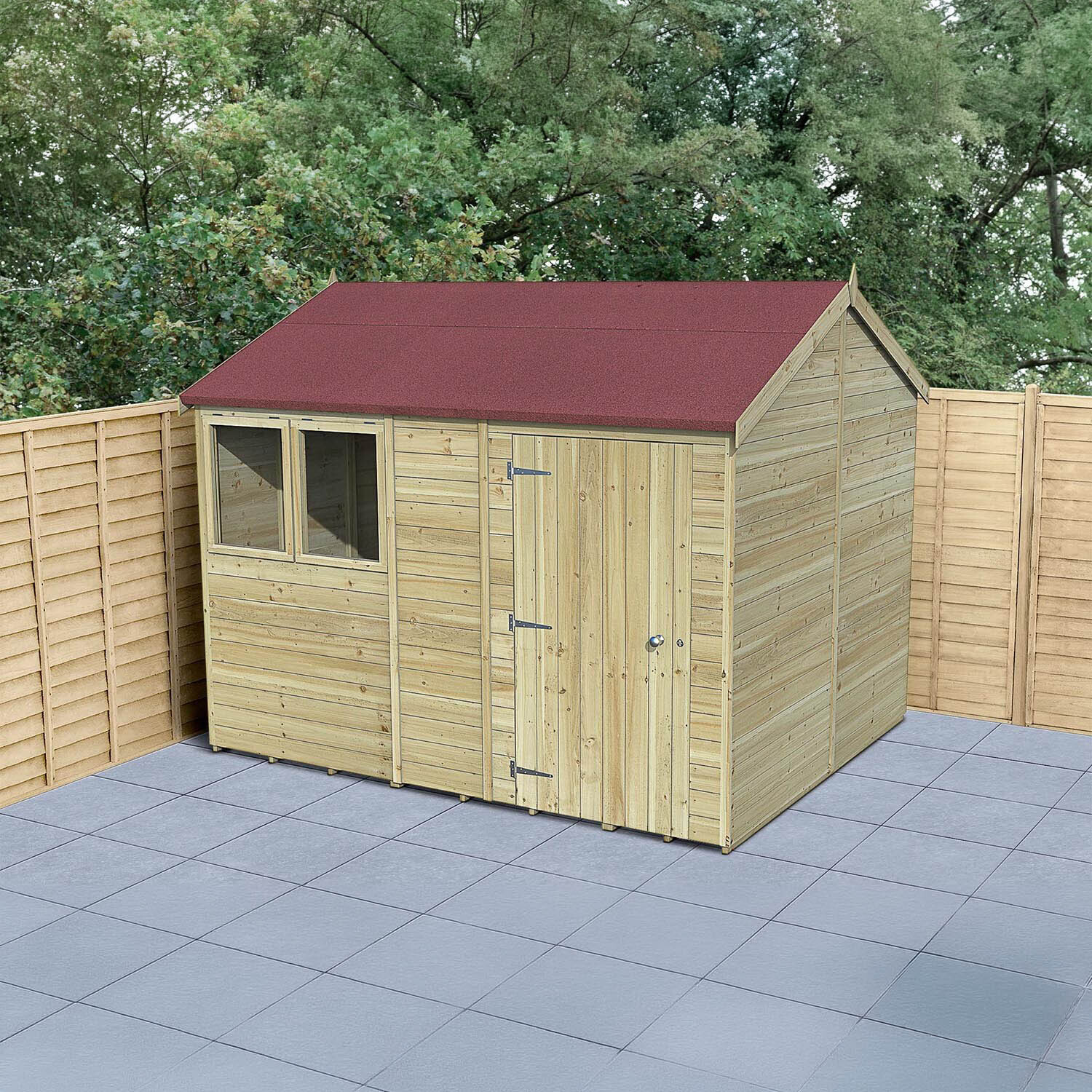 Timberdale T&G Pressure Treated Reverse Apex Shed - 10x8 / Installation Included / 1 / Without Base