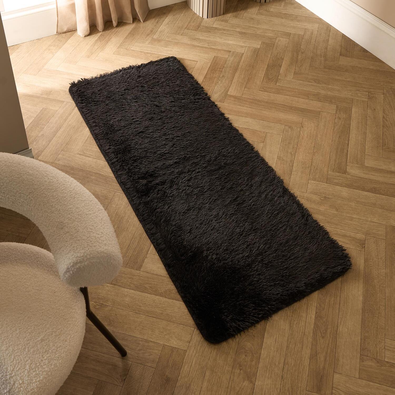 Ohs Soft Fluffy Rug - Black / 60Cm / 150Cm / 60X150