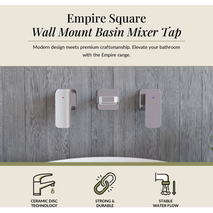 Balterley Square Wall Mount 3 Tap Hole Basin Mixer Tap