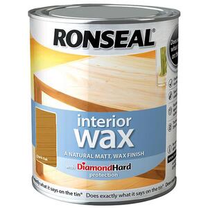 Ronseal Interior Wax Dark Oak 750ml - Diamond Hard Protection for Wood