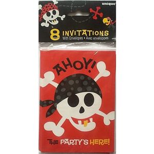 Unique Party Pirate Birthday Invitations (Pack Of 8)