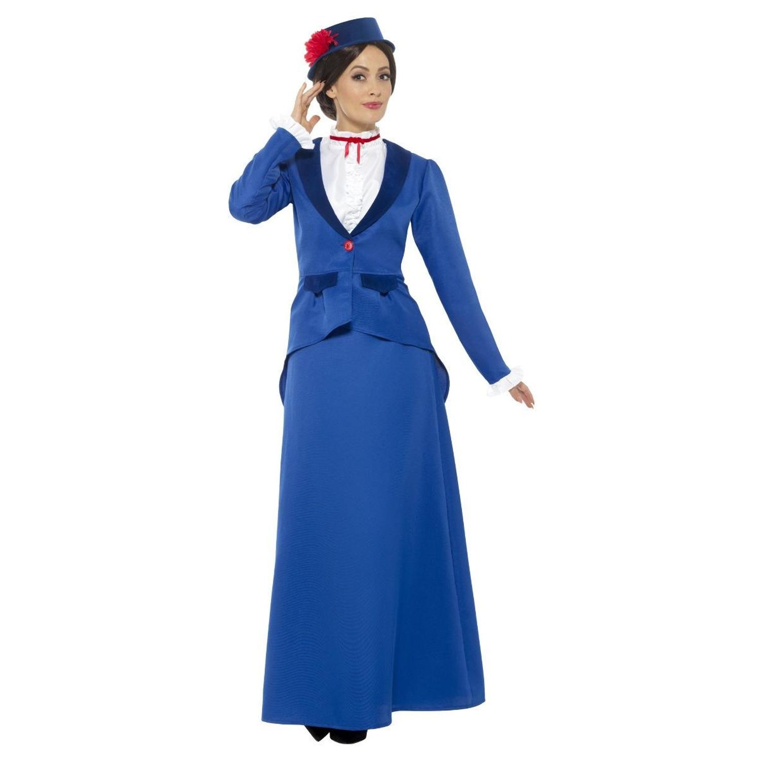 Smiffys Womens/Ladies Victorian Nanny Plus Costume Set - Blue/White / L