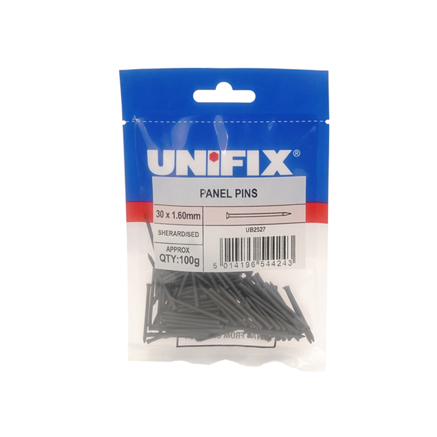 Unifix Sherardised Panel Pins 40 X 1.60Mm - Box Of 5 - Grey