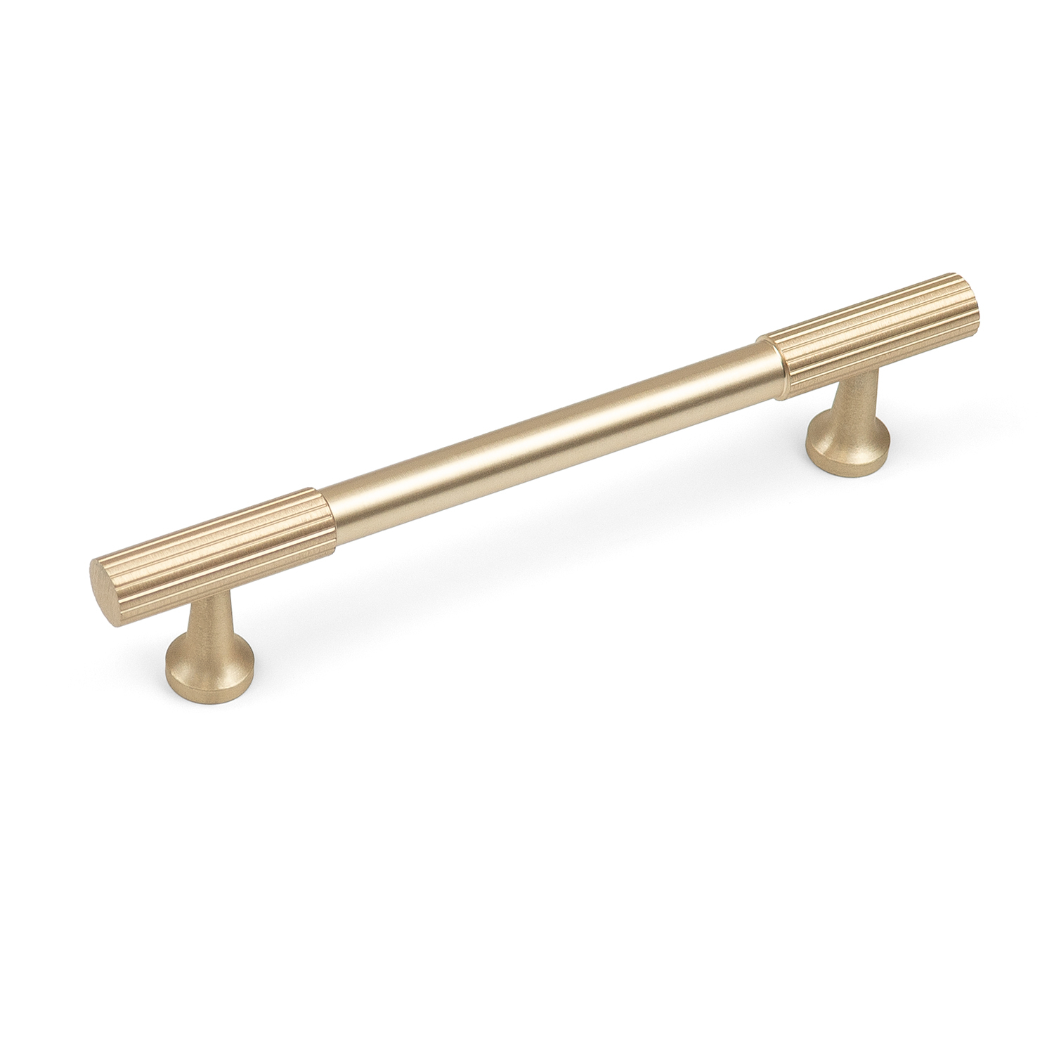 Handle & Home Subtle Reeded Detail Cabinet Handle - Brushed Brass / 128Mm
