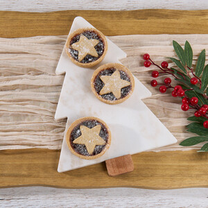 Marble and Wood Christmas Tree Serving Board