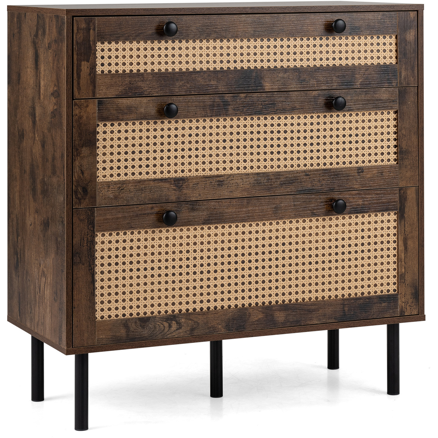 Costway Boho Rattan Modern Chest Of Drawers