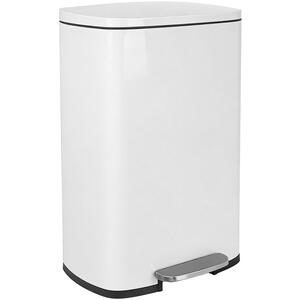 Square Stainless Steel Kitchen Pedal Bin - 50L - White