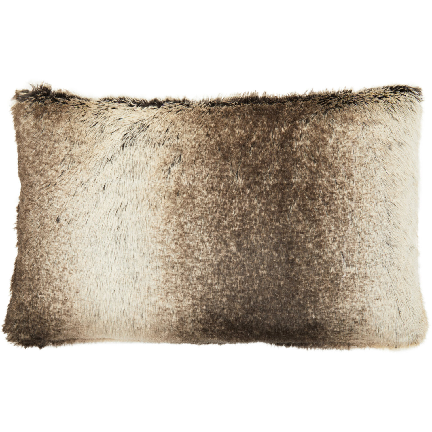 Orsina Rectangular Red Wine Faux Fur Cushion, Soft Feather Filled Decorative Cushion For Sofa & Bedroom in Brown