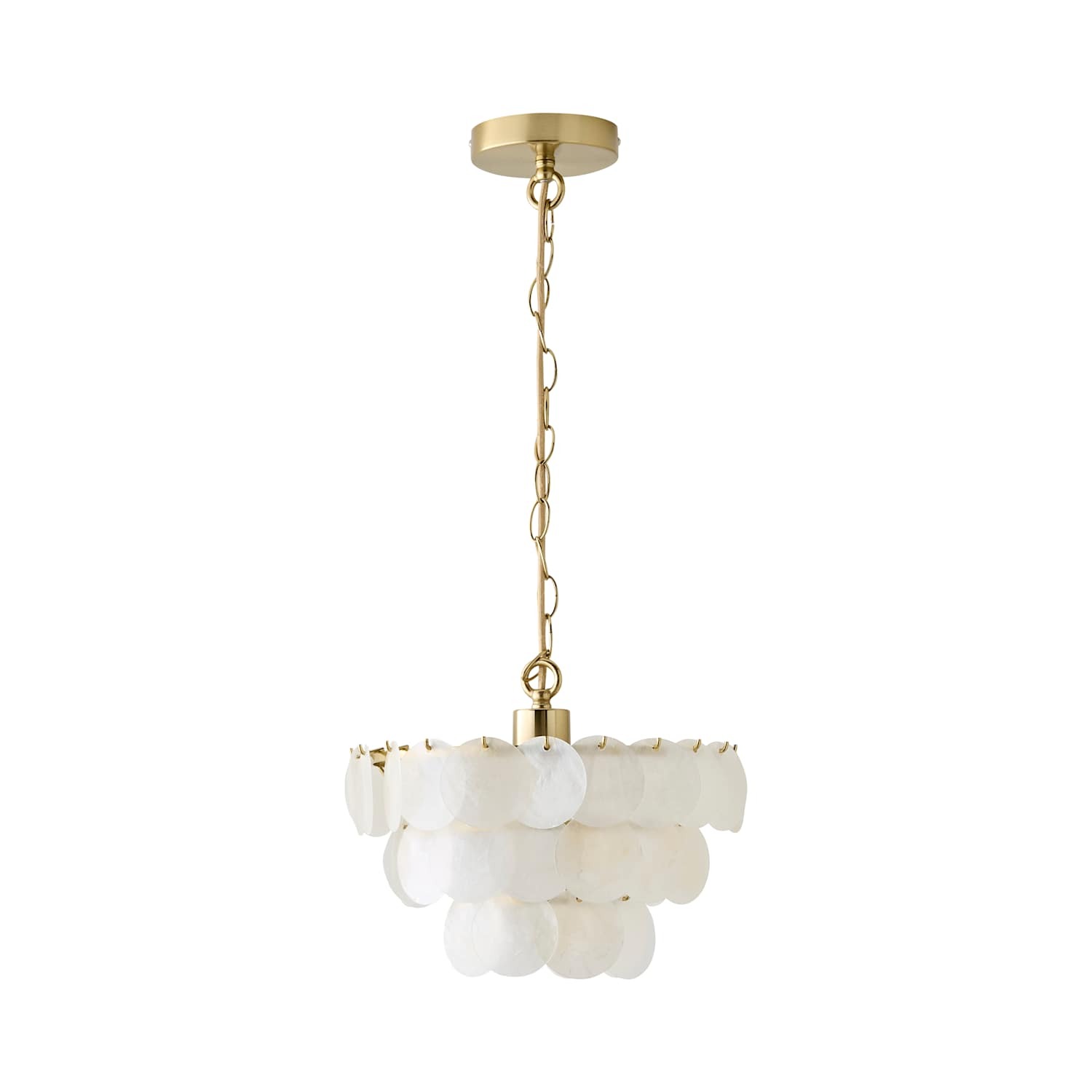 Valuelights Ophelia 3 Tier Capiz Shell Disc Chandelier / No - Natural