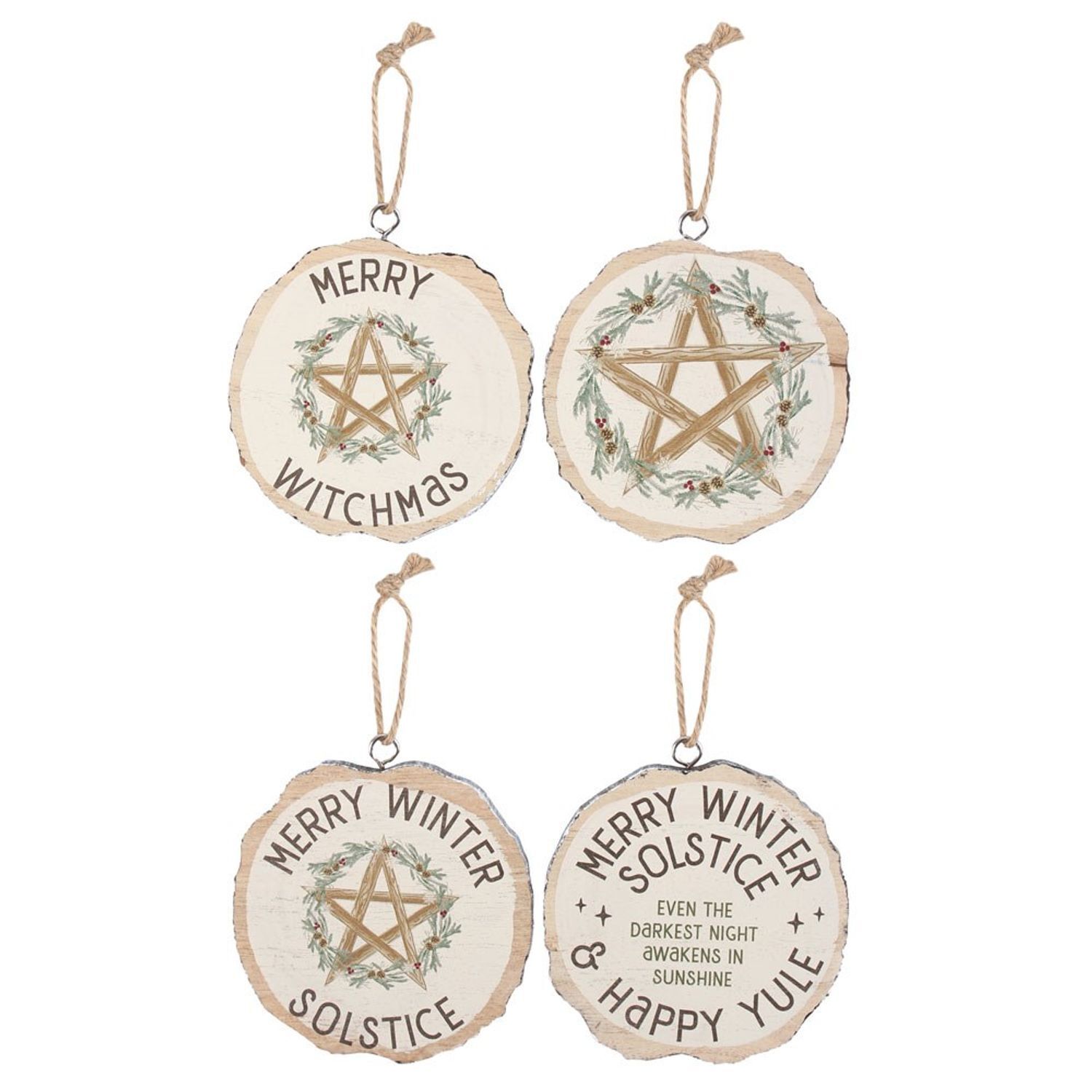 Something Different Solstice Winter Door Sign Set (Pack of 16) - Cream/Brown