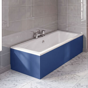 700mm L Shape Square Reversible Bath End Panel - Satin Blue