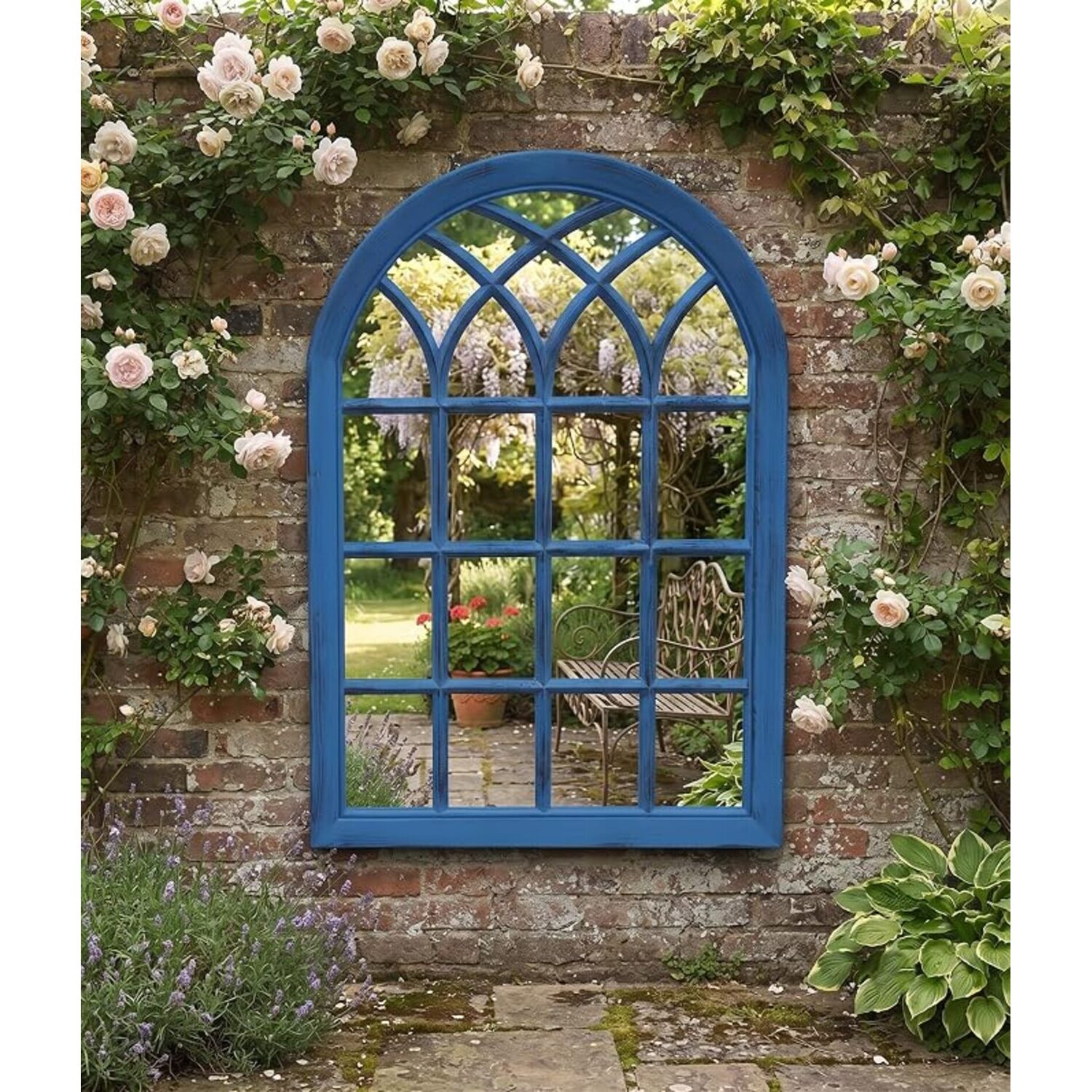 Image of Arch Soho Window Mirror Blue Rustic&hellip;