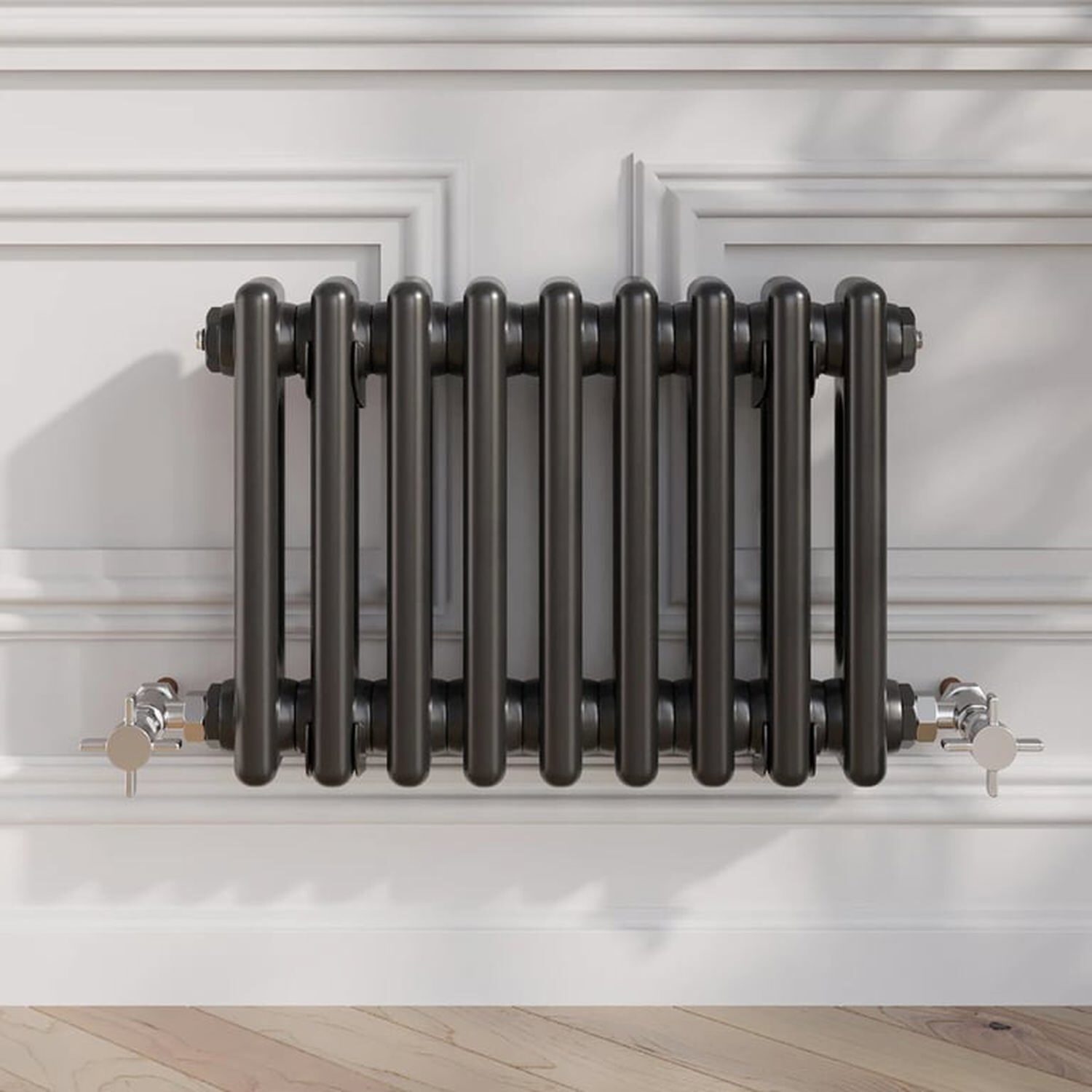 Temprazo Traditional Colosseum Double Bar Column Radiator Black 300 X 425Mm - Black / 425Mm / 300Mm / 70Mm