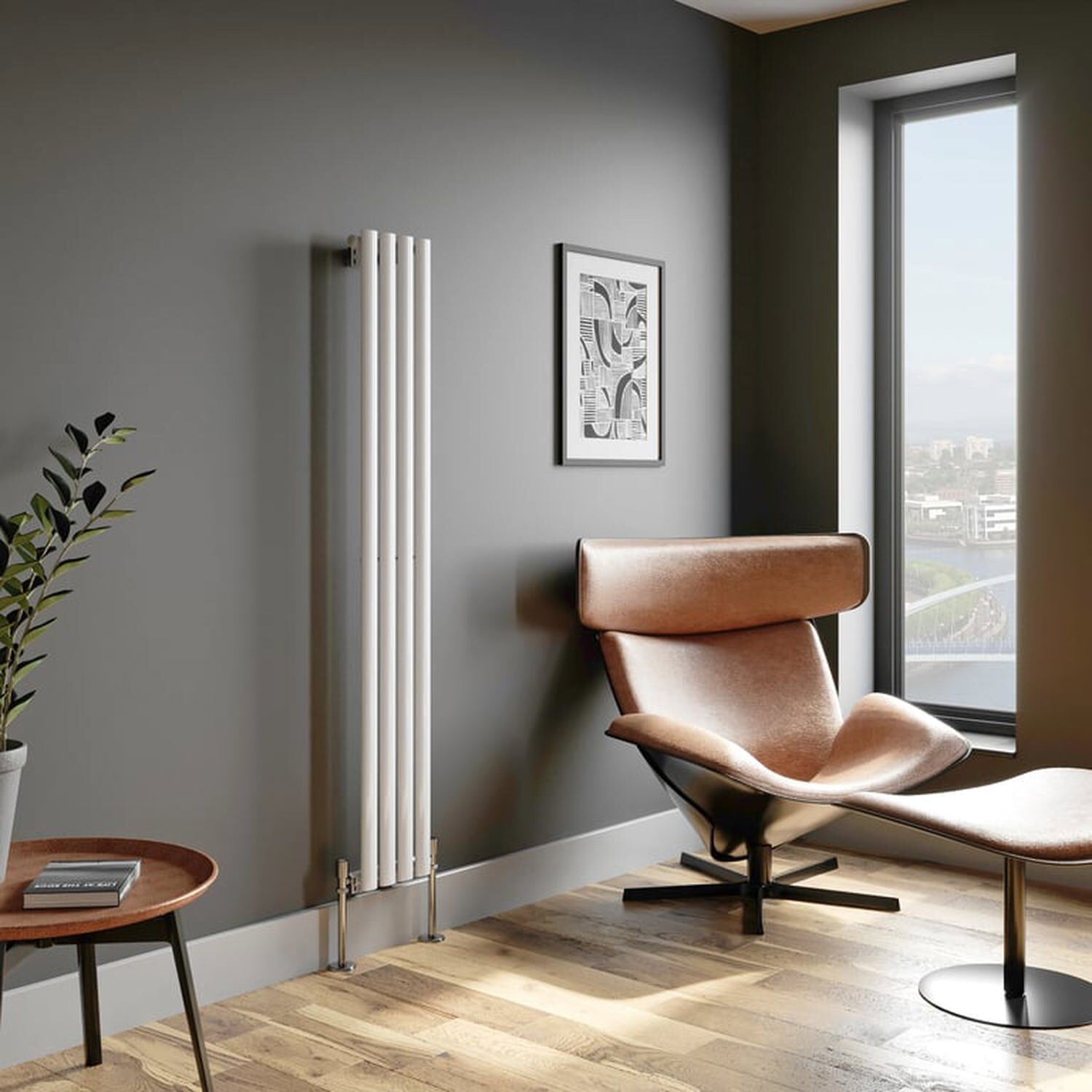 Temprazo Vertical Oval Tube Single Panel Designer Radiator - 1800 X 480Mm White - White / 1600Mm / 240Mm