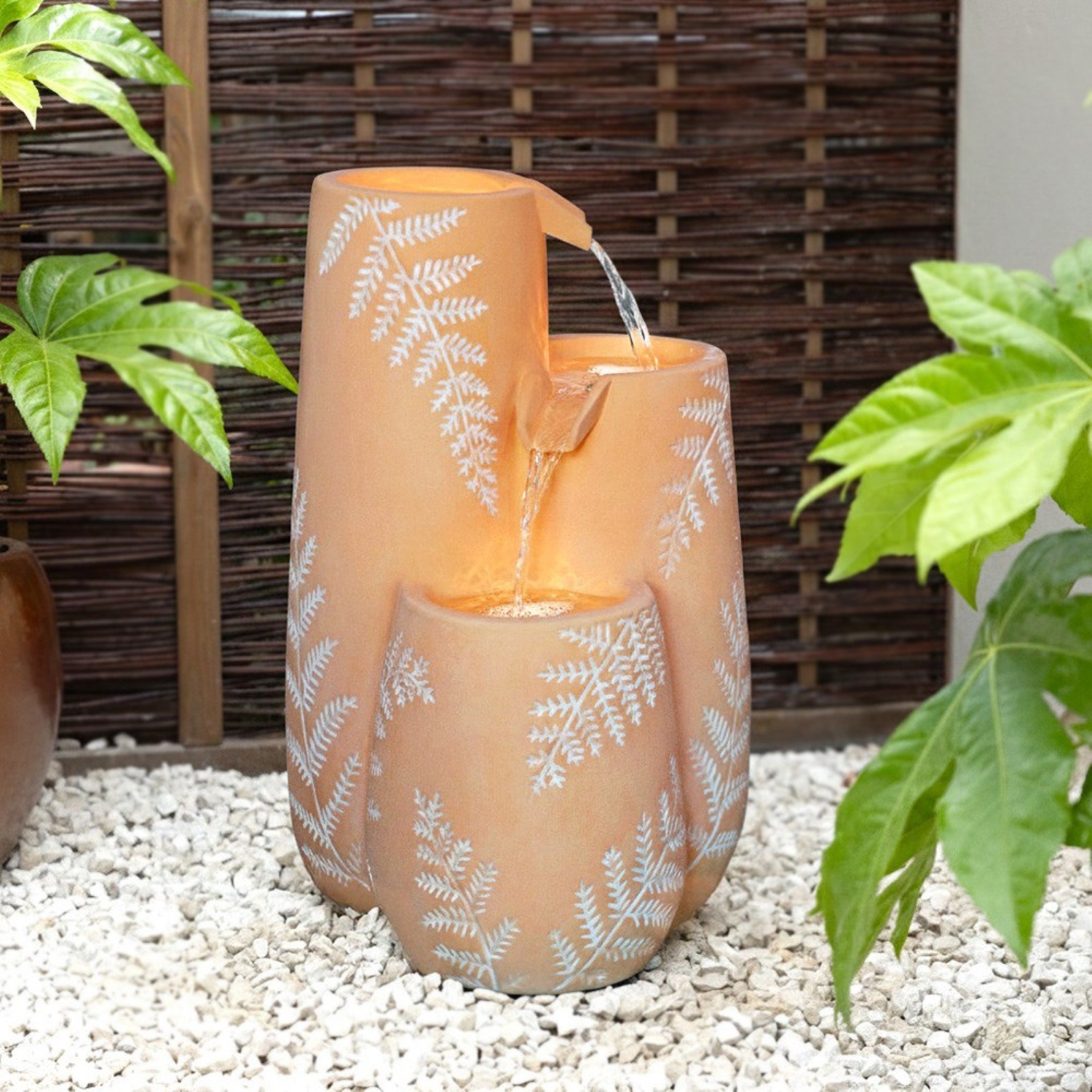 Carron Cascading Ceramic Vase Water Feature in 57.5cm - Orange