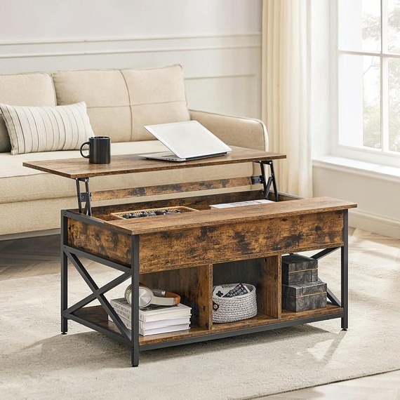 VASAGLE Lift-Top Coffee Table with Open and Hidden Storage