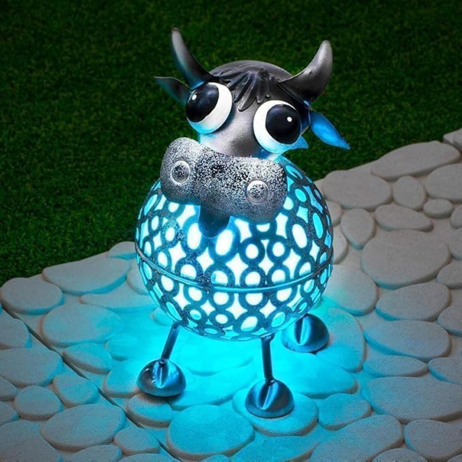 Globrite Solar Lights Colour Changing Cow Ornament For Garden