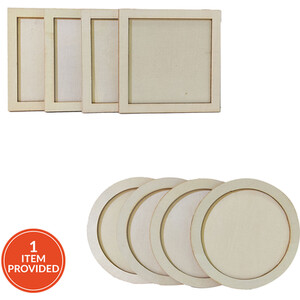 Pack of 4 Fillable Wooden Coasters