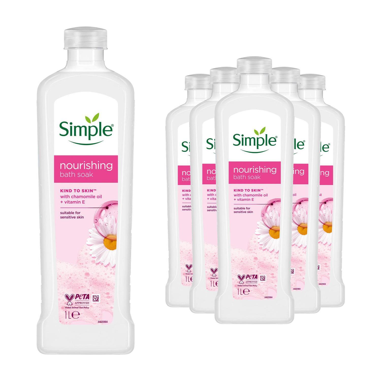 Simple 6X Kind To Skin Nourishing Bath Soak W/ Chamomile Oil Sensitive Skin, 1L - Image 3