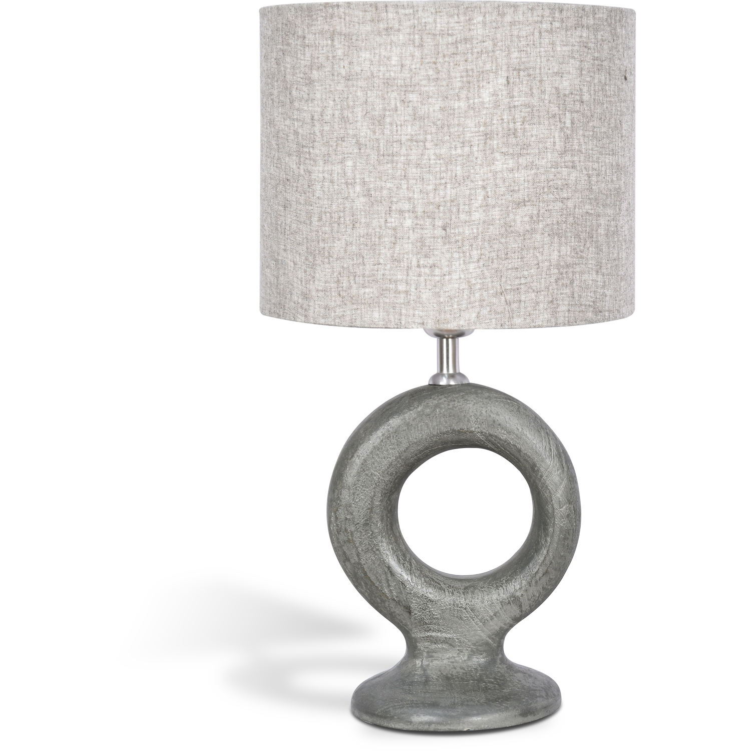 Elm Home And Garden Solid Wood Table Lamp With Fabric Shade - Grey