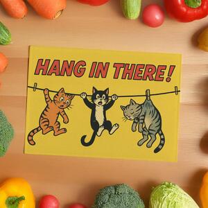 Retro Cats Smooth Glass Worktop Saver - Small Chopping Board