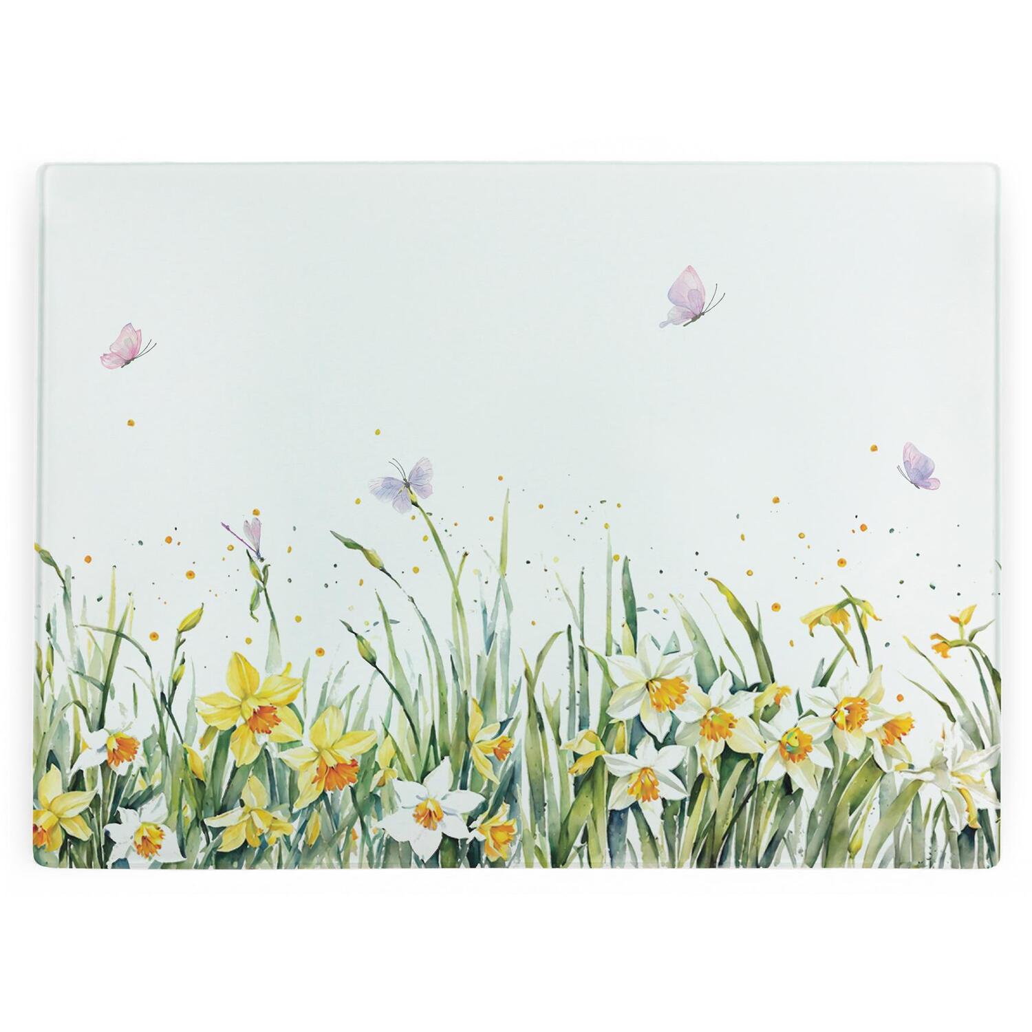 Image of Daffodils Large Smooth Glass Worktop Protector&hellip;