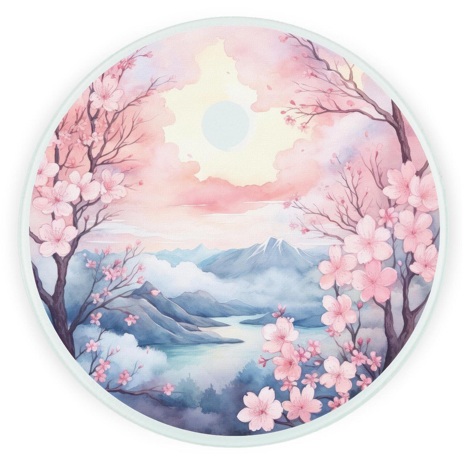 Image of Cherry Blossom Mountain Round Worktop Protector&hellip;