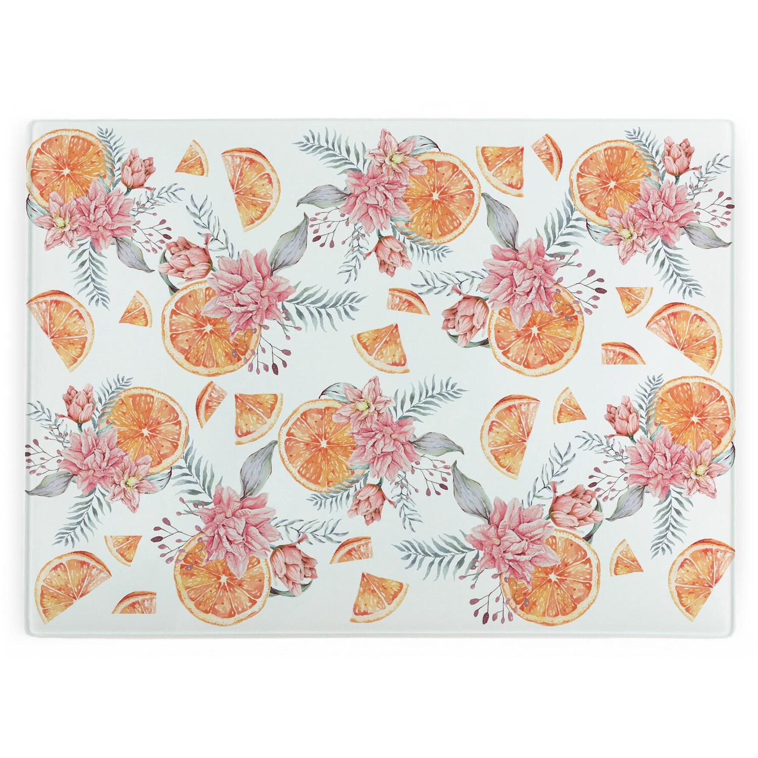 Image of Watercolour Tangerines Glass Worktop Protector -&hellip;