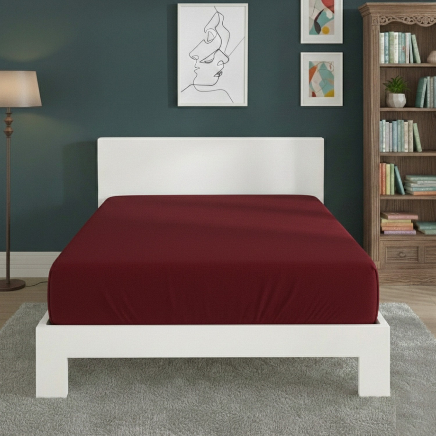 Snug City Polycotton Fitted Sheet Extra Deep 40cm Skirt Easy Care in Red | Size: Super King