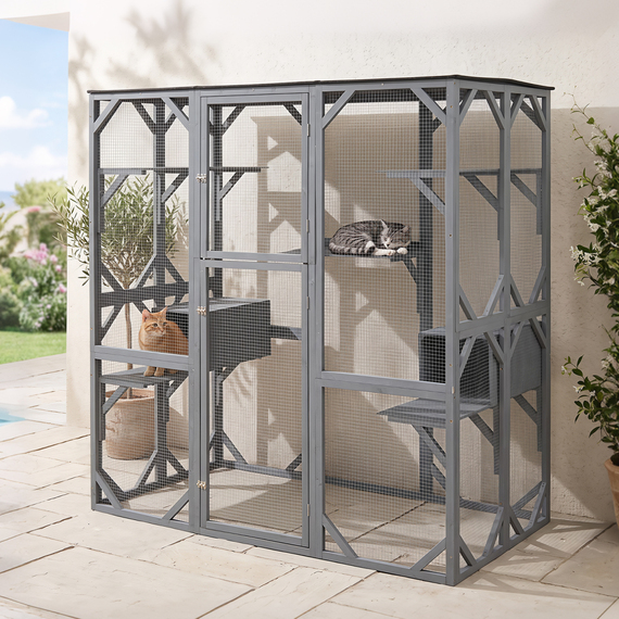 Large Fir Wood Walk in Cat Enclosure House