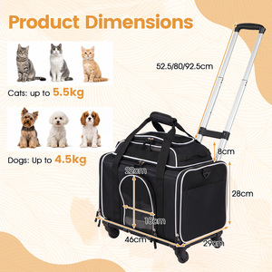 Airline Approved Rolling Cat and Dog Carrier-Black