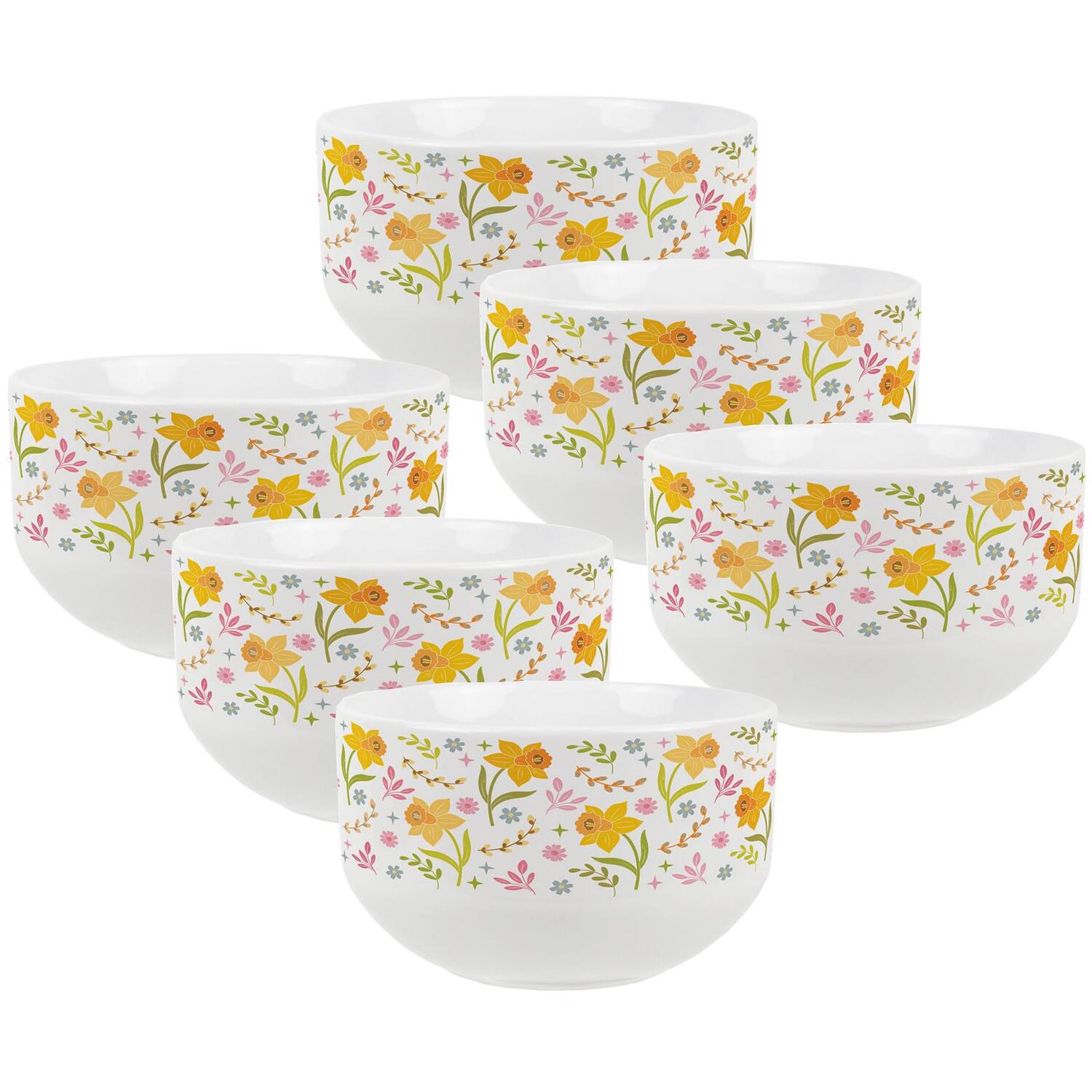 Purely Home Abstract Daffodils Ceramic Bowl - Yellow / 6