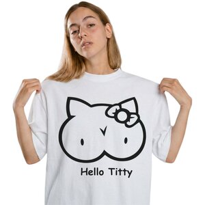 Hello Titty Baby Tee White Novelty Funny Bachelorette Top S-XL