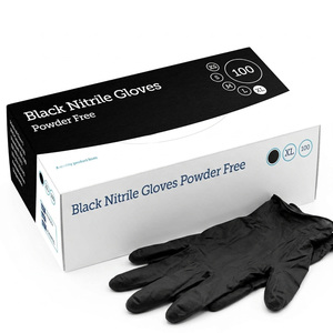 100 x Medium Black Nitrile Powder Free Gloves Puncture Resistant