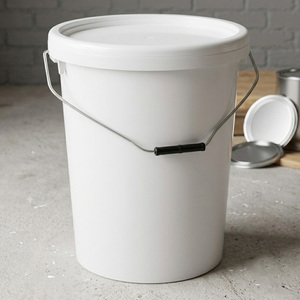 2 x White 25L Storage Buckets with Lid & Handles