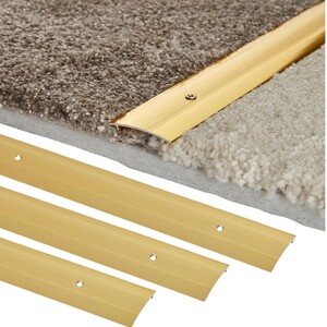 Carpet Flooring Flat Gold Door Bar Threshold Cover Strip 40mm x 0.9m (3 Pack)
