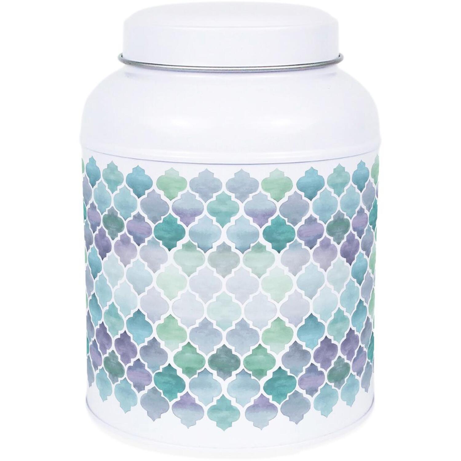 Purely Home Arabesque Tile Coffee Canister - Small Domed Lid Kitchen Storage Tin - No Text