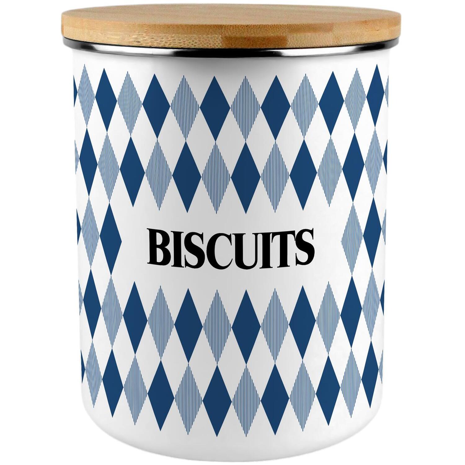Navy Argyle Print Biscuit Tin - 2.7L Extra-Large Kitchen Storage Canister - Image 3