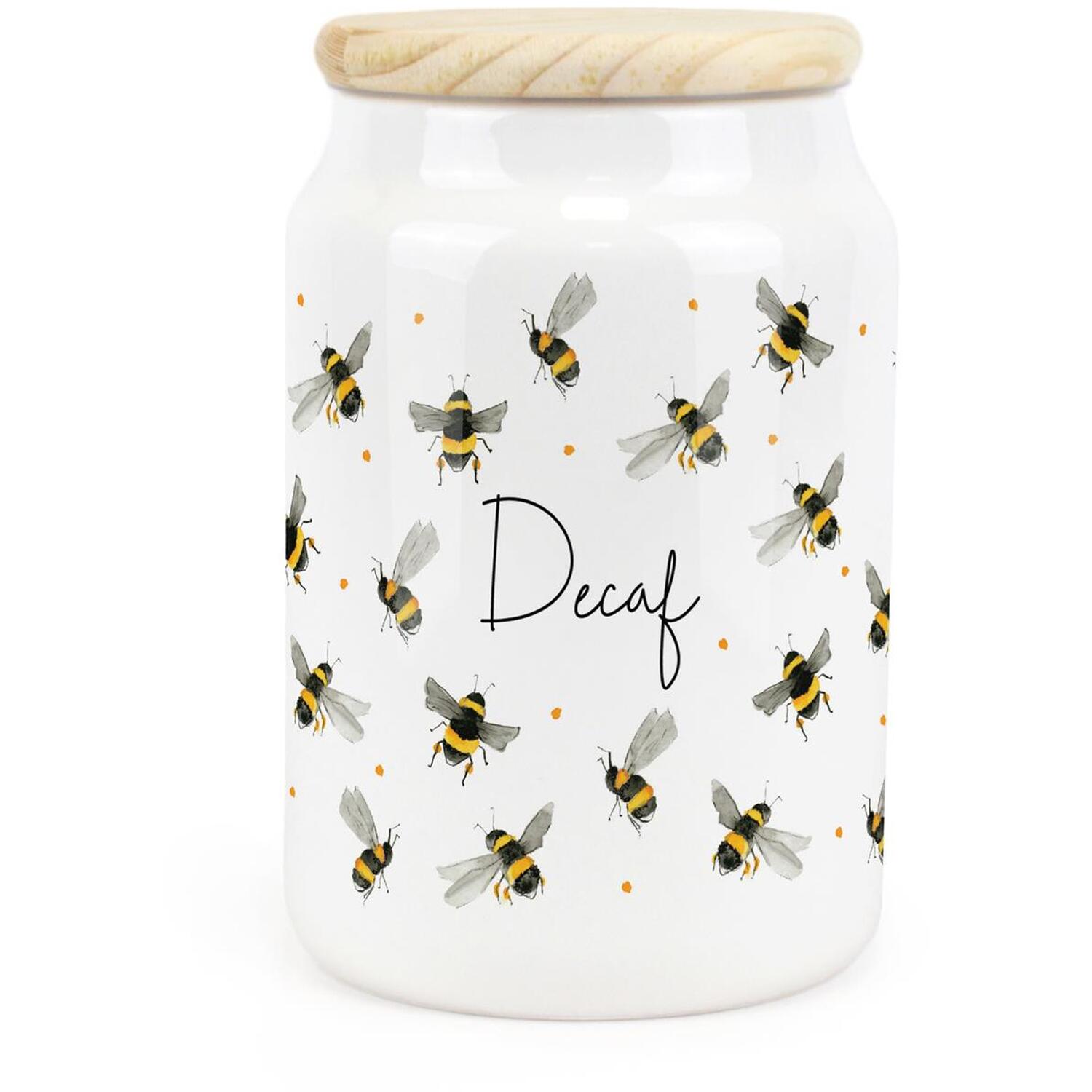 Ceramic Tapered Scattered Bees Canister - Decaf Storage Container Gift - Image 2