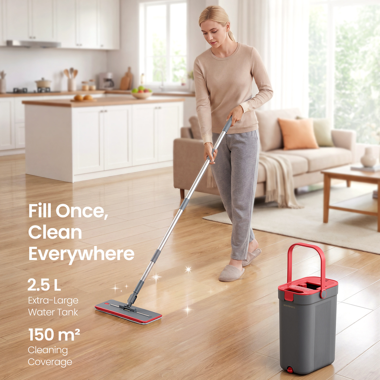 Image of SONGMICS Spin Floor Mop and Bucket&hellip;