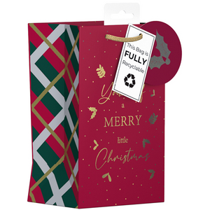 Pack of 12 Have a Merry Little Christmas Tartan Design Small Christmas Gift Bags