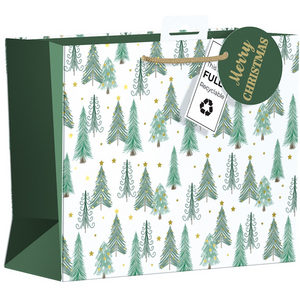 Pack of 6 Nordic Noel Trees Design Medium Christmas Gift Bags